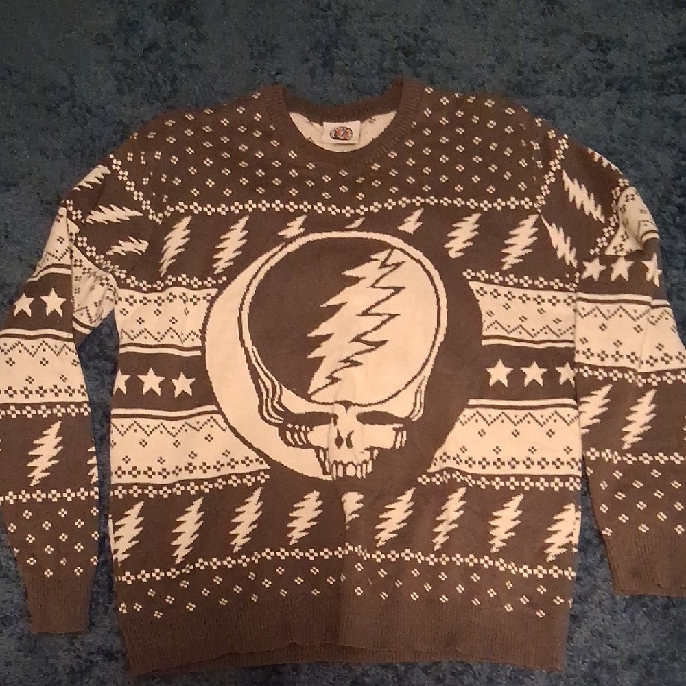Grateful Dead Brown and Cream Steal Your Face Crewneck Sweater